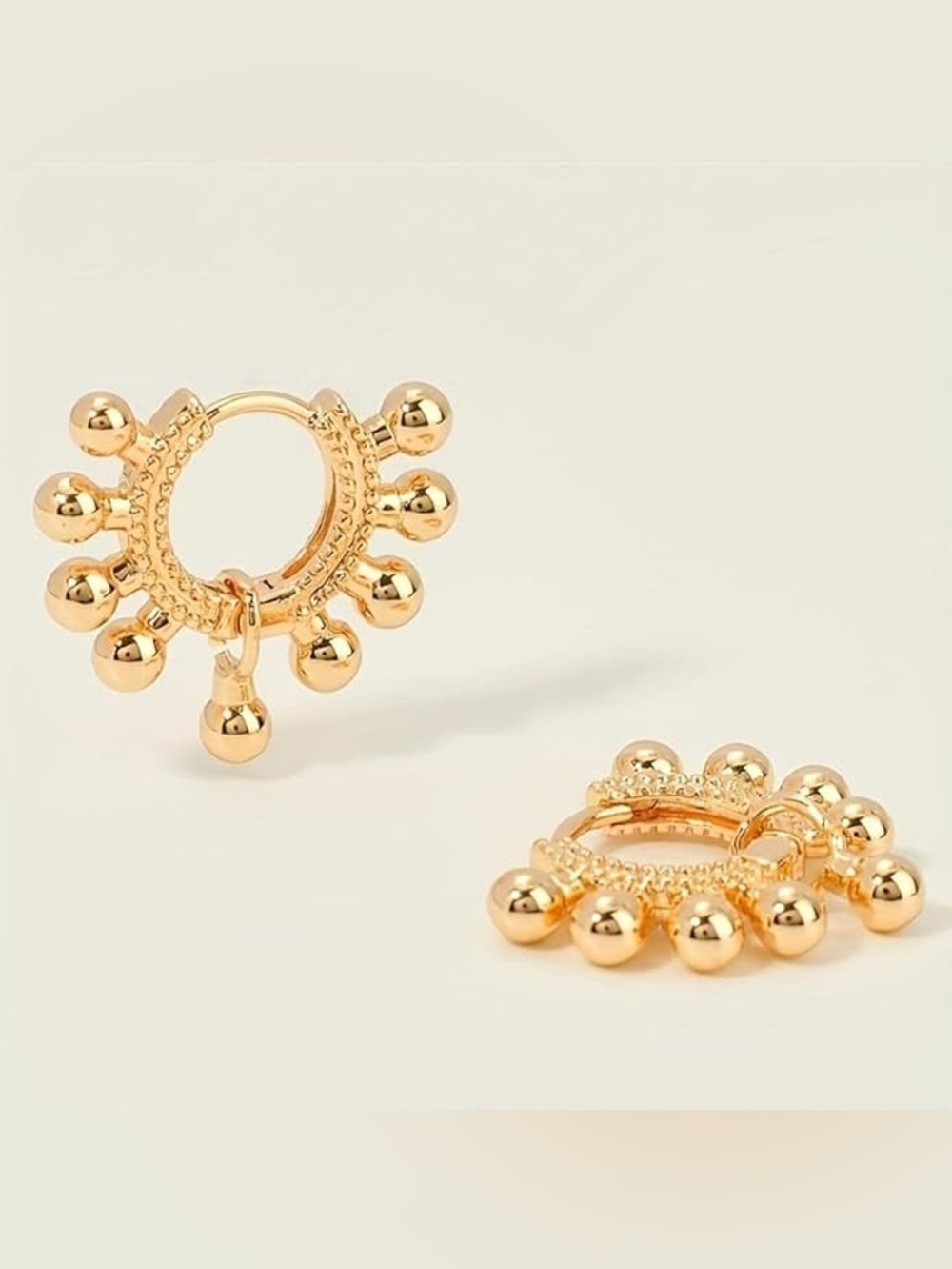 Lightweight Gold Plated Beaded Dainty Hoop Earrings